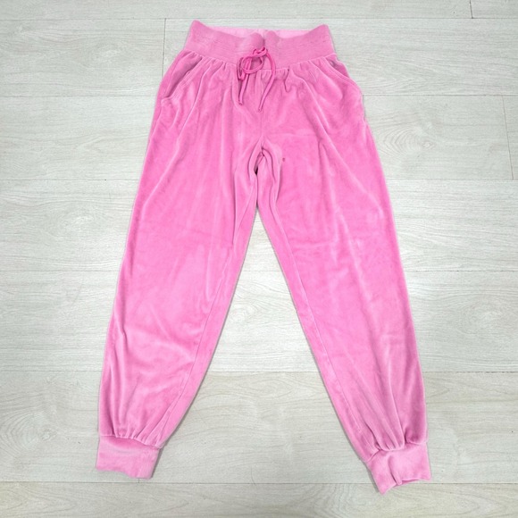 Victoria's Secret Pants - Victorias Secret Pink Velour‎ Jogger Sweatpants Embroidered V Logo Drawstring